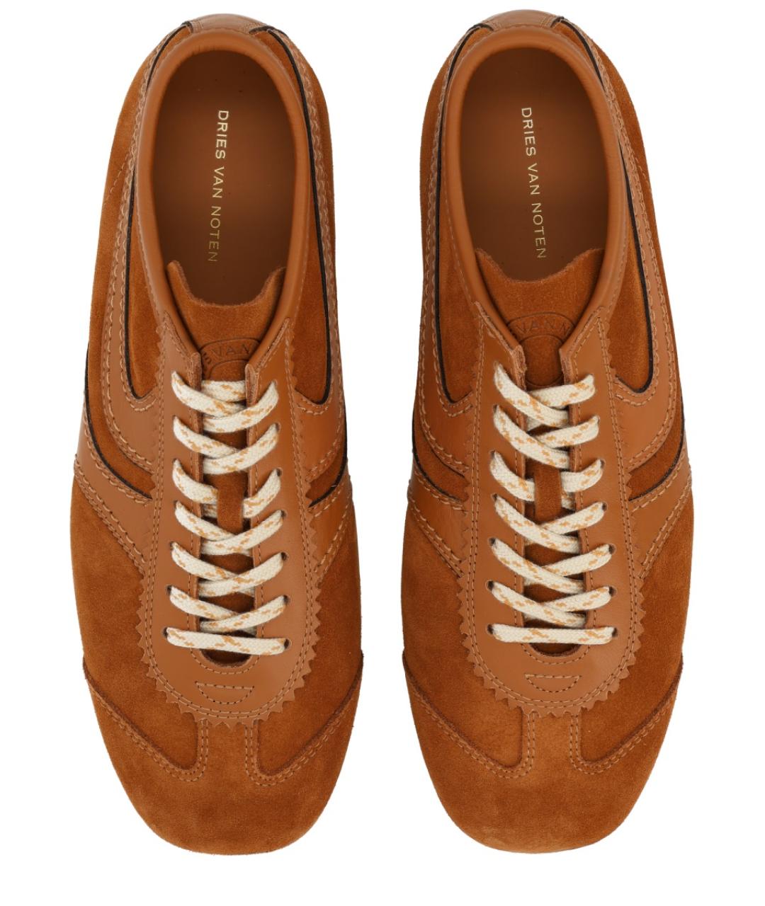 DRIES VAN NOTEN Коричневые замшевые кроссовки, фото 5