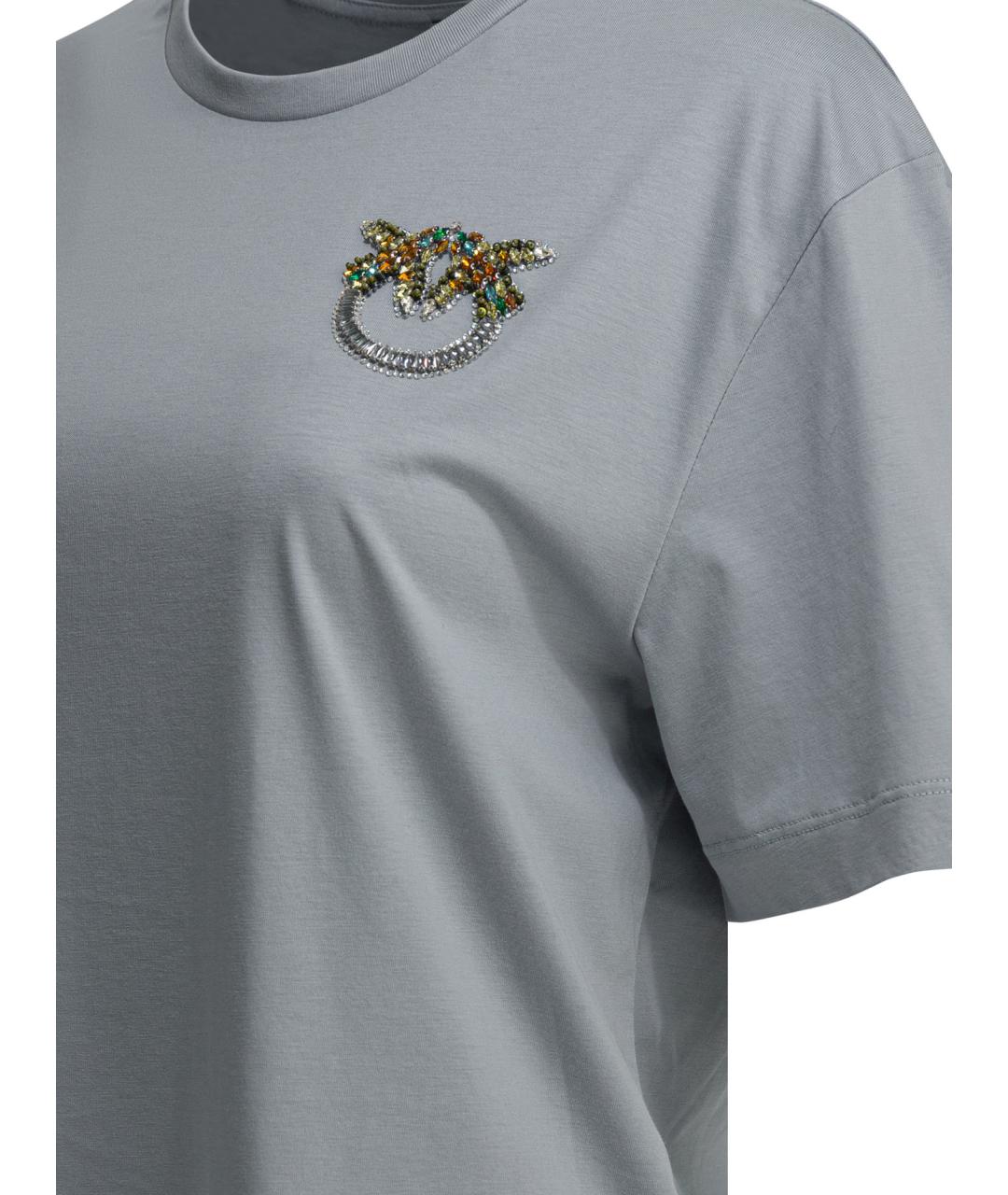 PINKO Голубая хлопковая футболка, фото 4