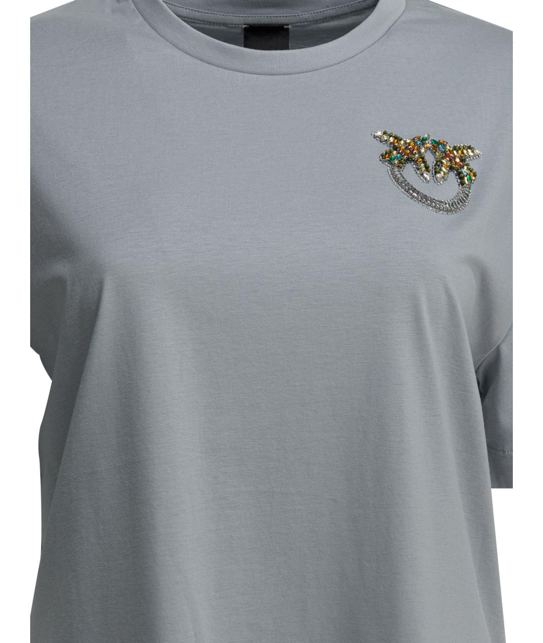 PINKO Голубая хлопковая футболка, фото 3