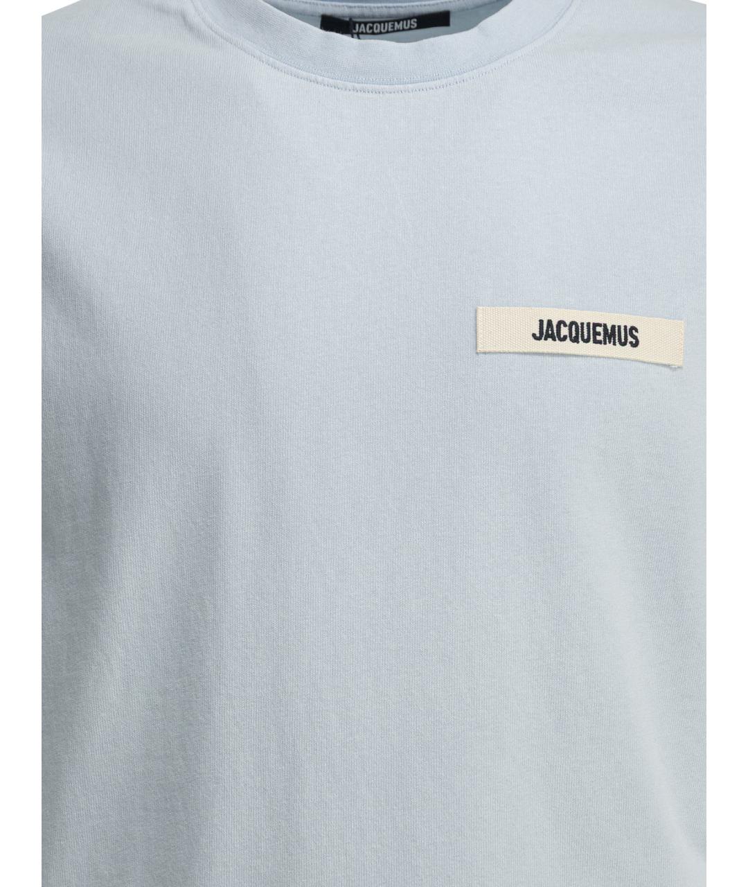 JACQUEMUS Голубая хлопковая футболка, фото 3