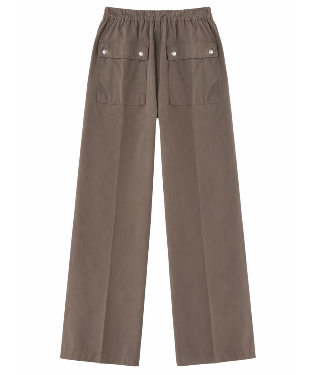 RICK OWENS DRKSHDW Коричневые хлопковые прямые брюки, фото 3