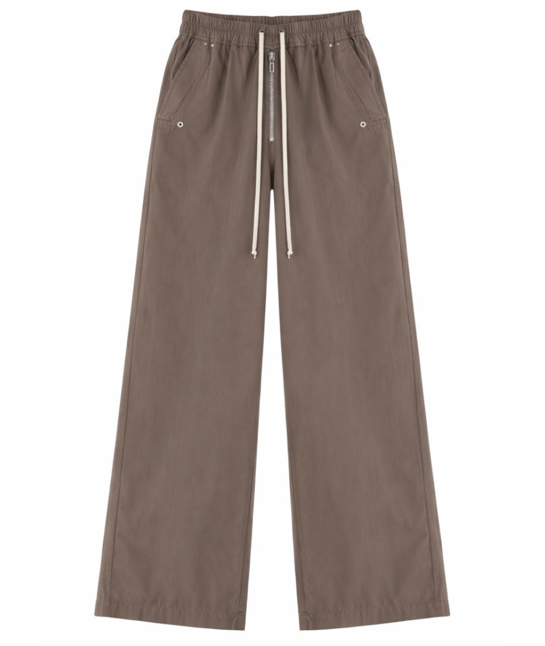 RICK OWENS DRKSHDW Коричневые хлопковые прямые брюки, фото 1