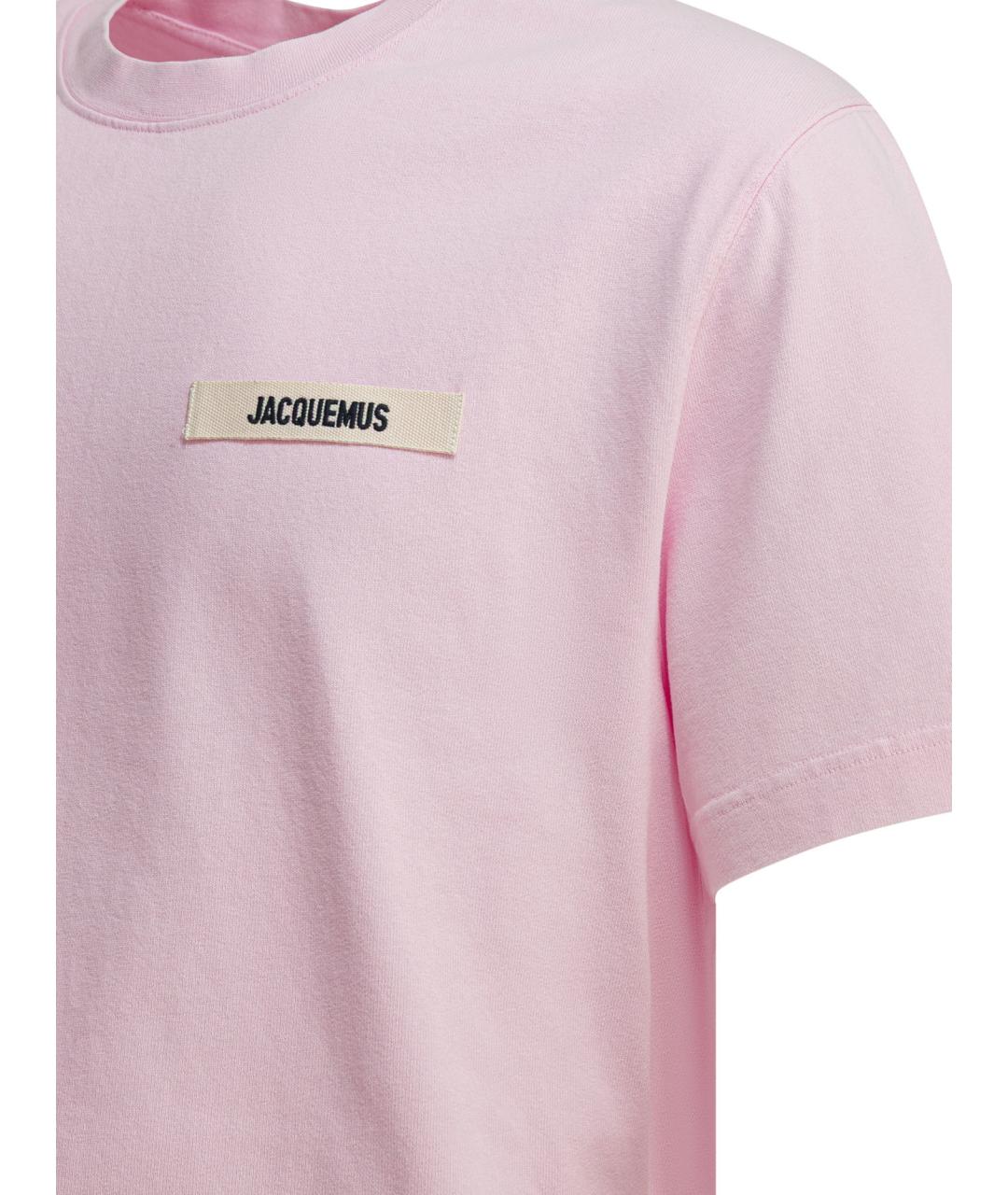 JACQUEMUS Розовая хлопковая футболка, фото 4