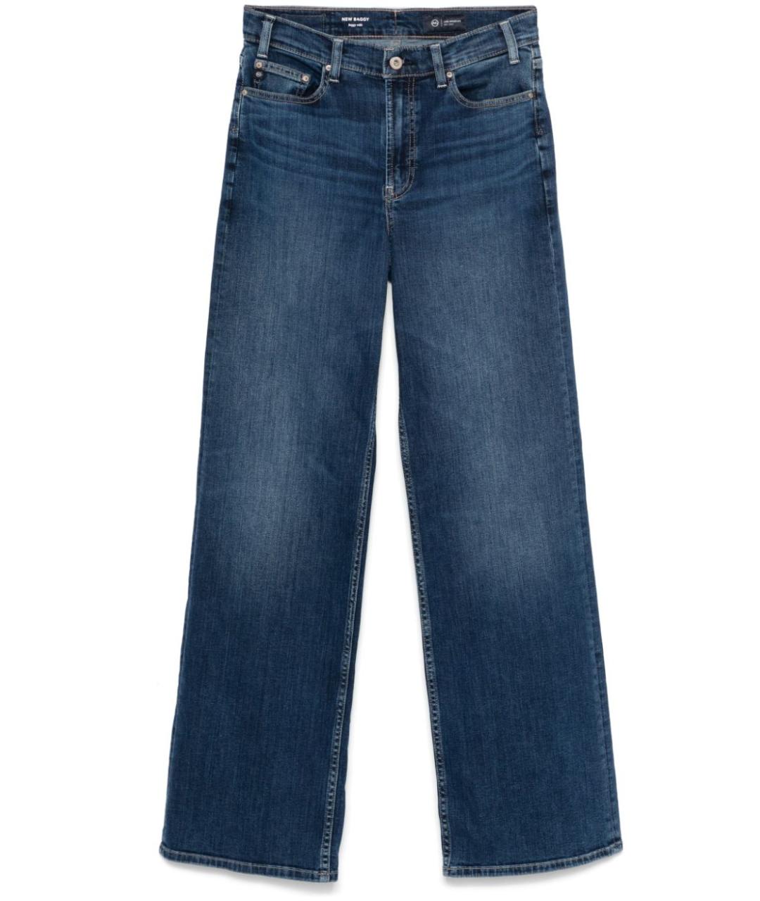 AG JEANS Синие хлопковые прямые джинсы, фото 1