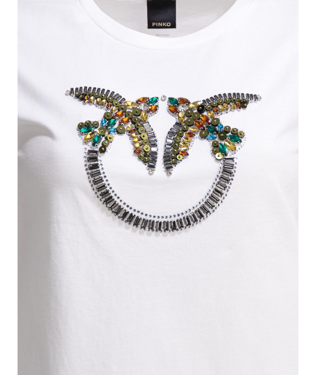 PINKO Белая хлопковая футболка, фото 3