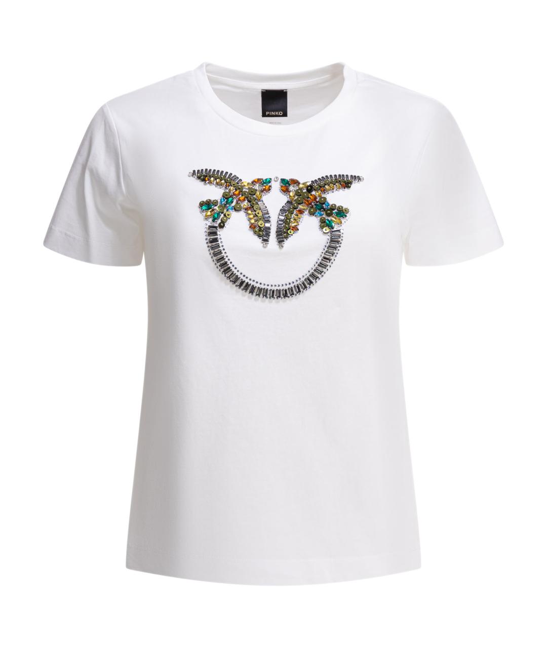 PINKO Белая хлопковая футболка, фото 1