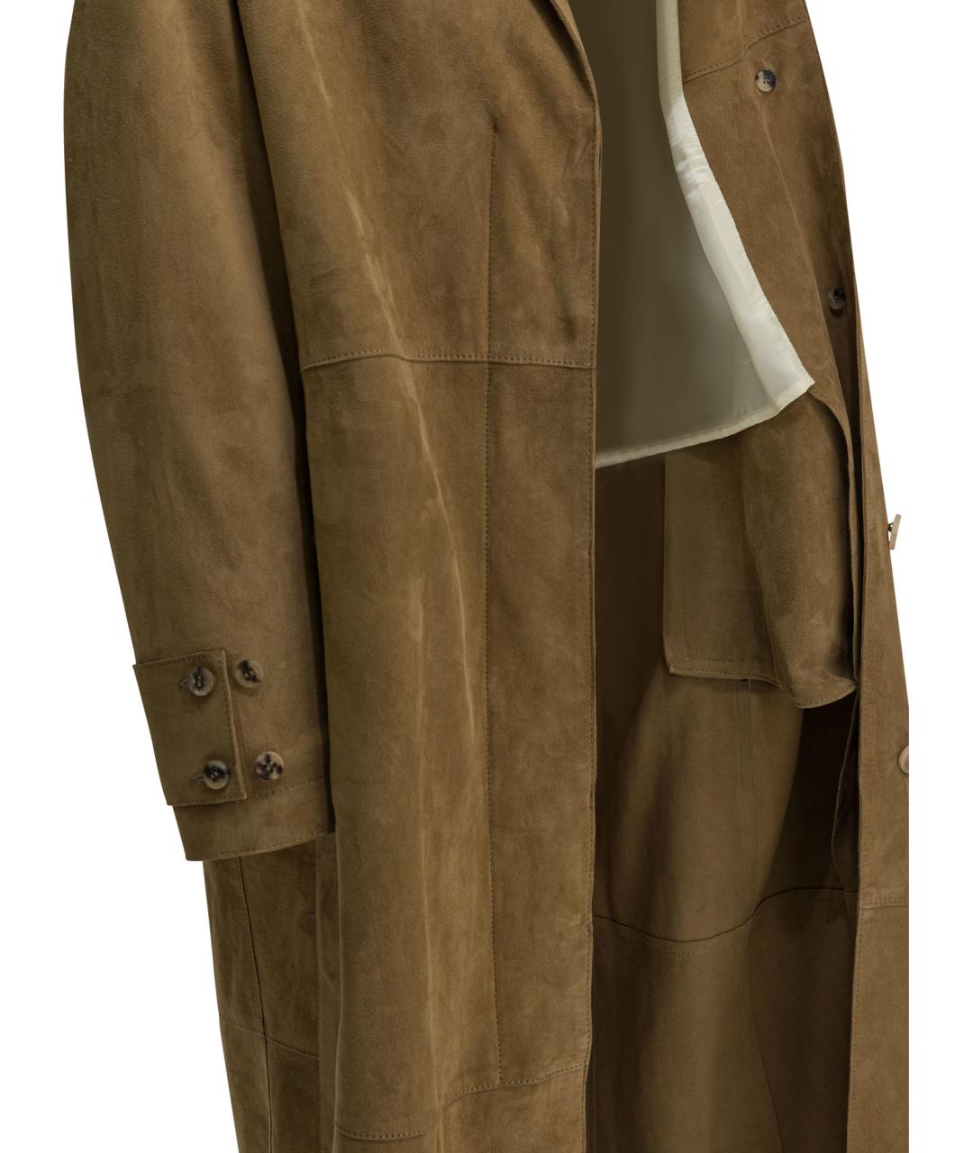 GOLDEN GOOSE DELUXE BRAND Коричневое кожаное пальто, фото 4