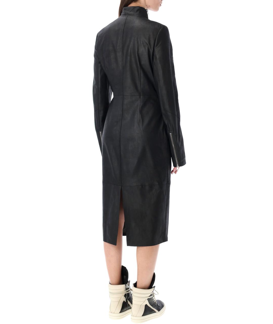 RICK OWENS Черный кожаный тренч/плащ, фото 2