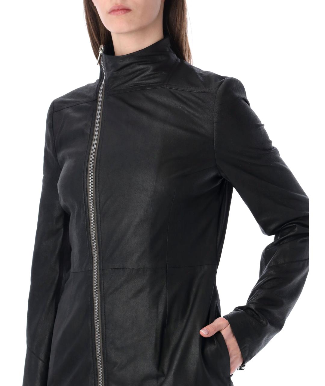 RICK OWENS Черный кожаный тренч/плащ, фото 3