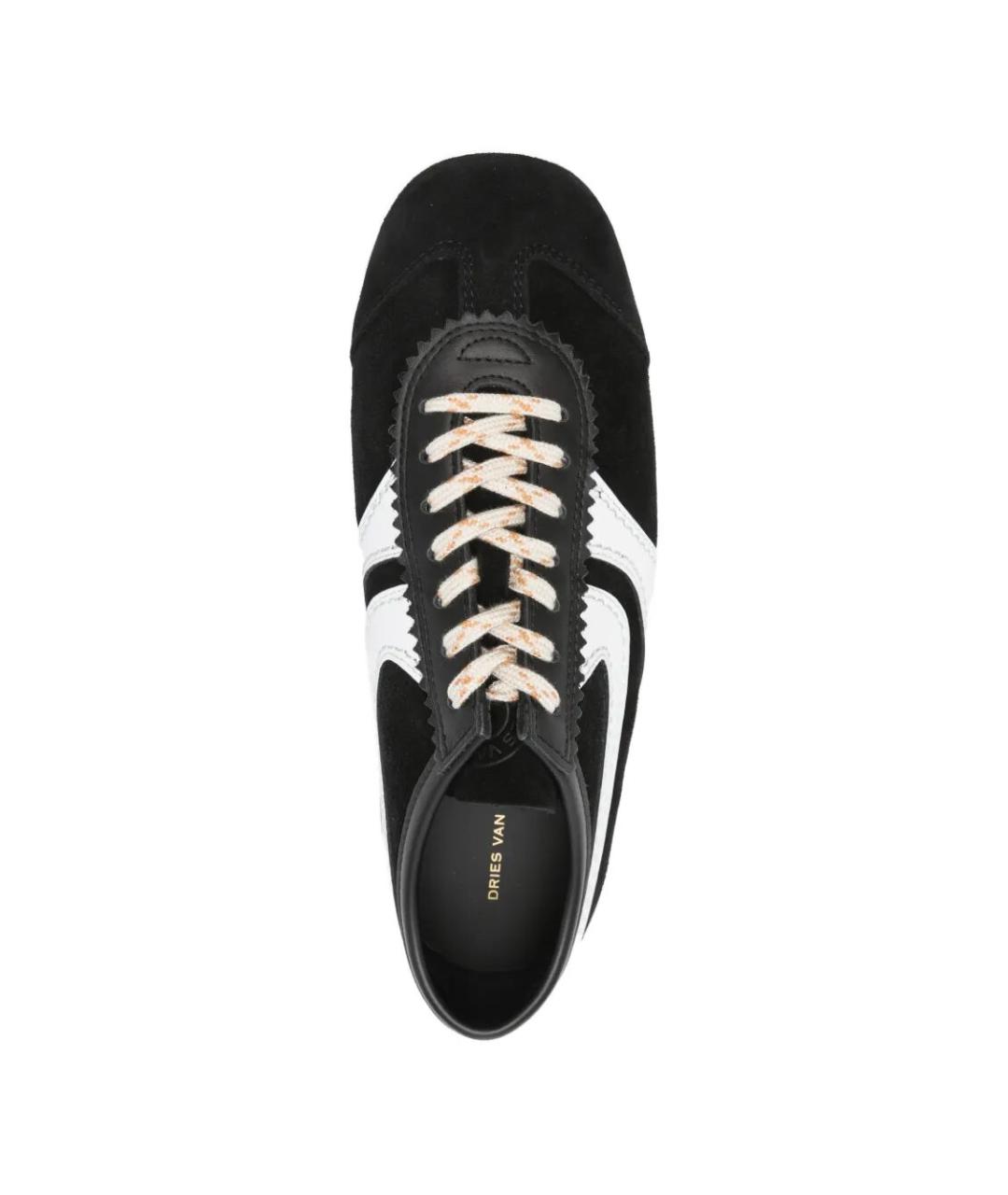 DRIES VAN NOTEN Черные кожаные кроссовки, фото 4