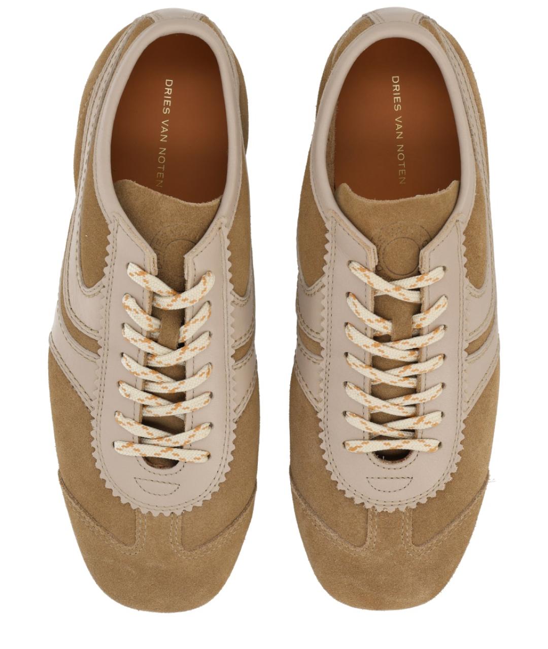 DRIES VAN NOTEN Бежевые замшевые кроссовки, фото 5
