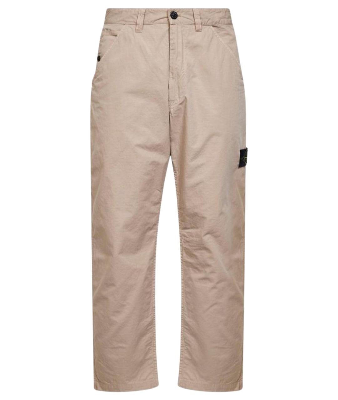 STONE ISLAND Бежевые хлопковые повседневные брюки, фото 1