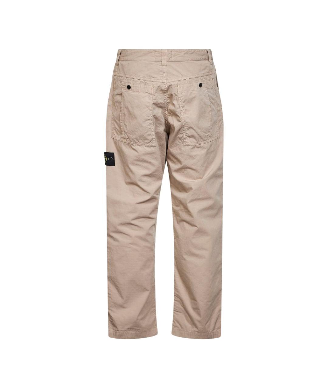 STONE ISLAND Бежевые хлопковые повседневные брюки, фото 2
