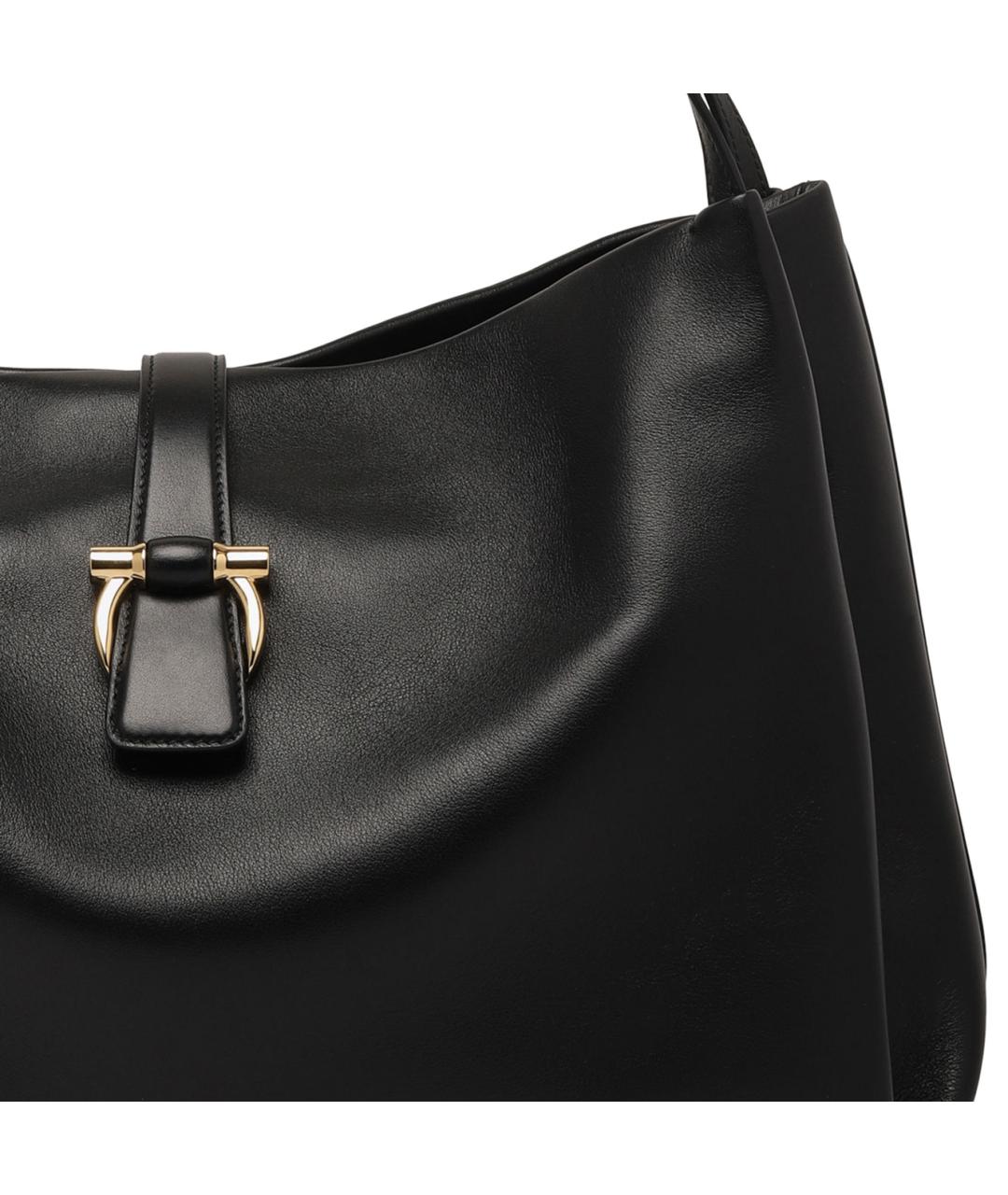 FERRAGAMO Черная кожаная сумка тоут, фото 4