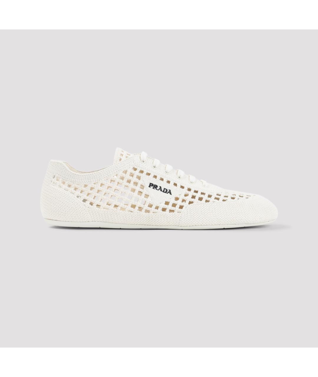PRADA Белые текстильные кроссовки, фото 2