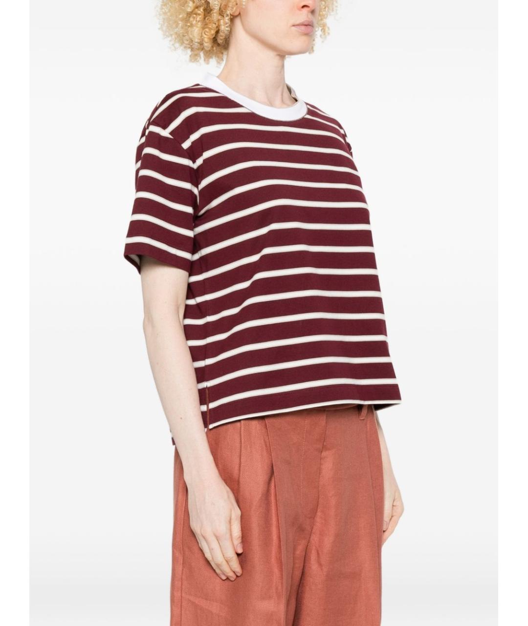BRUNELLO CUCINELLI Бордовая хлопковая футболка, фото 3