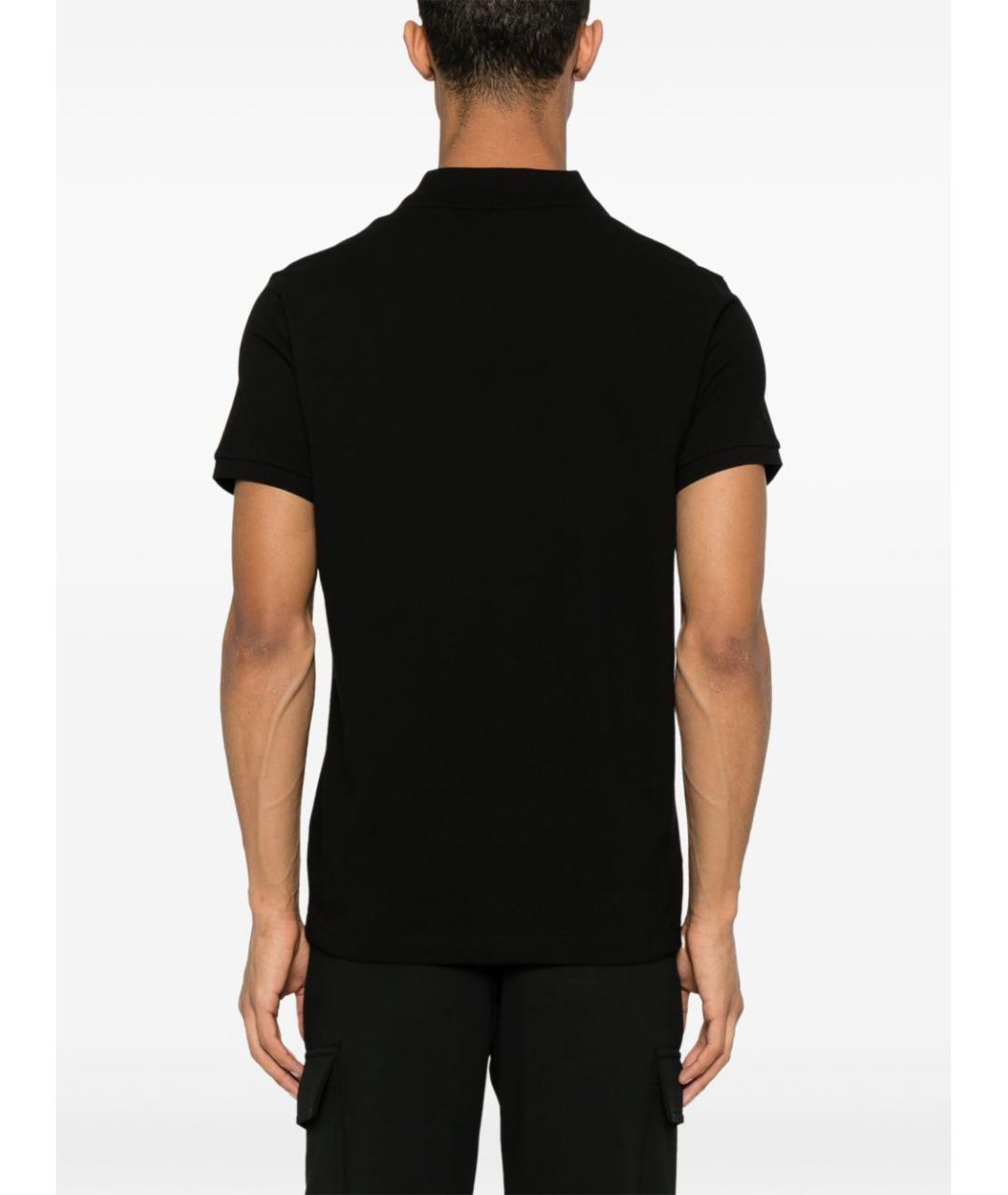 MONCLER Черное хлопковое поло с коротким рукавом, фото 2