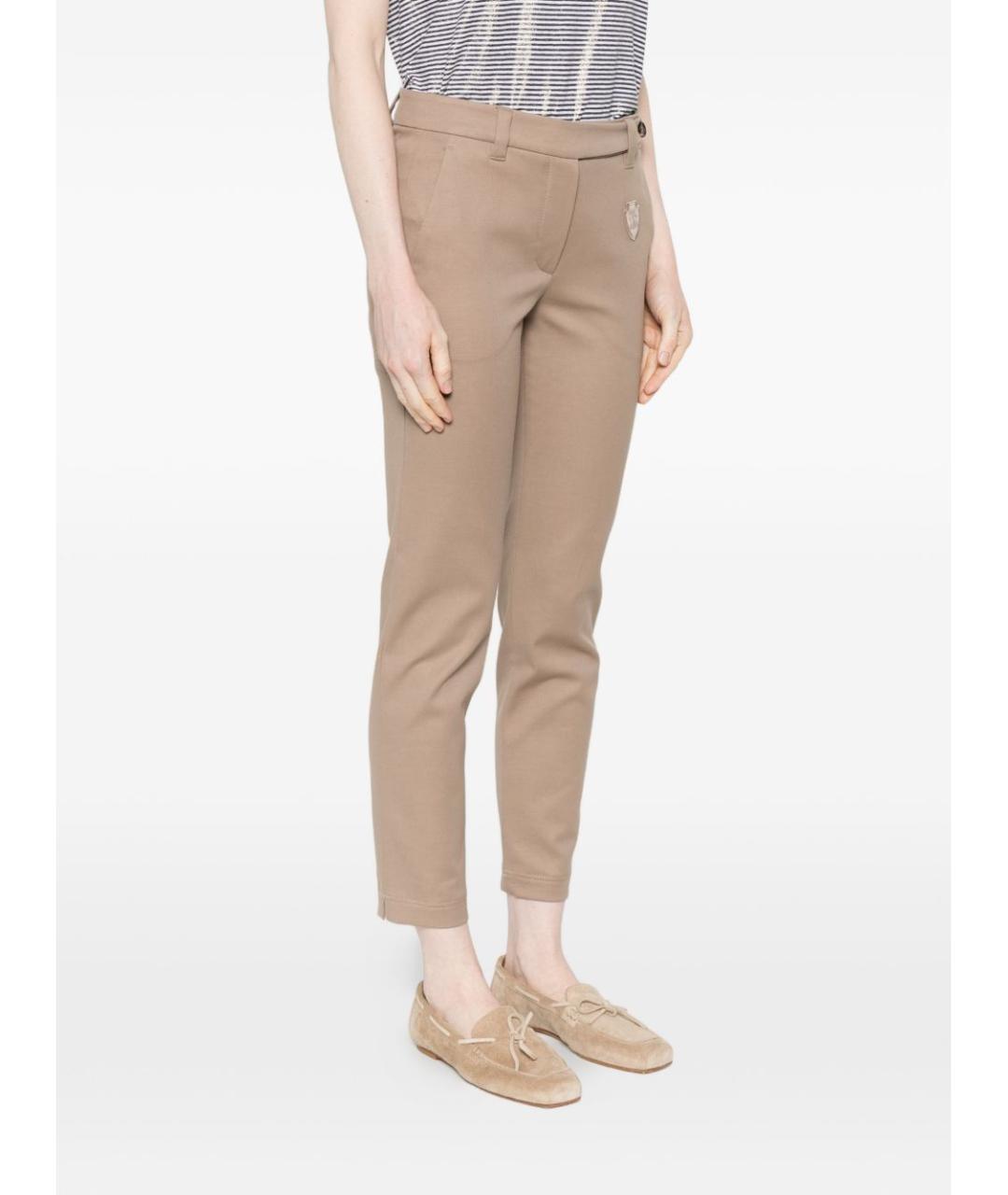 BRUNELLO CUCINELLI Бежевые хлопковые брюки узкие, фото 3