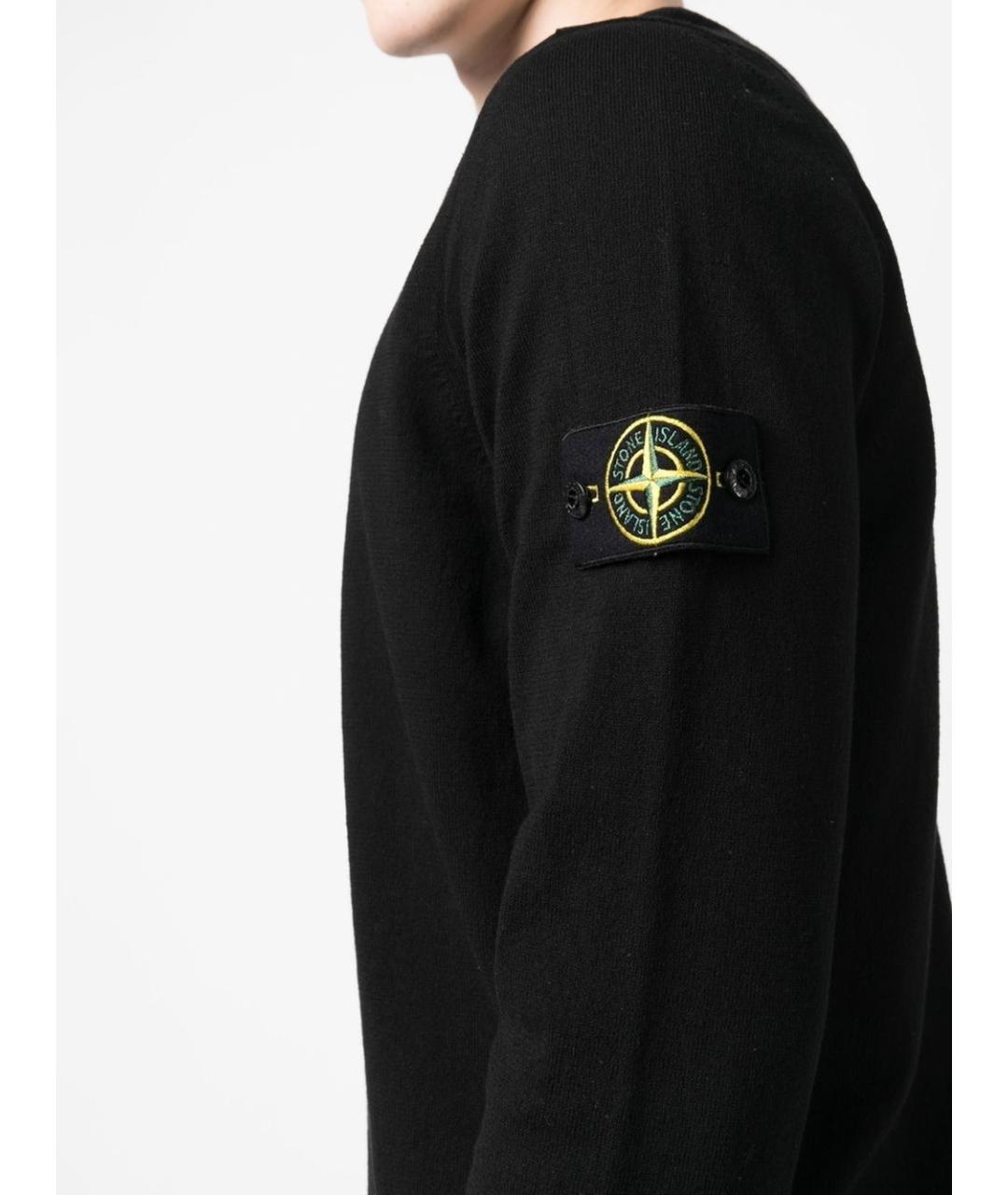 STONE ISLAND Черный хлопковый джемпер / свитер, фото 4