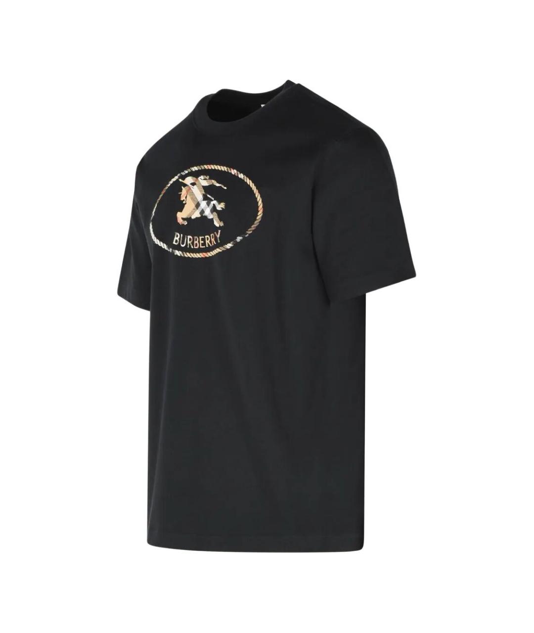 BURBERRY Черная хлопковая футболка, фото 3