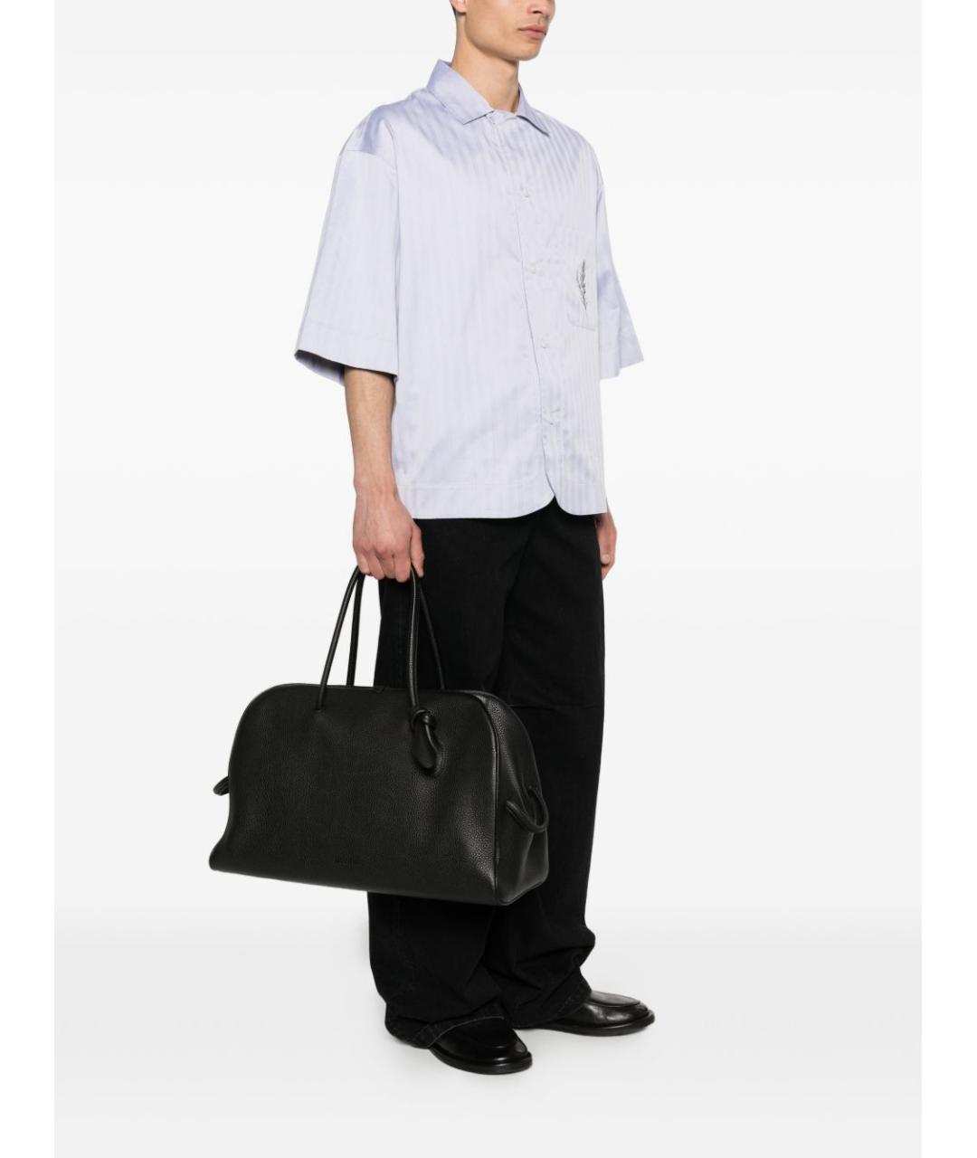 JACQUEMUS Черная кожаная сумка тоут, фото 2