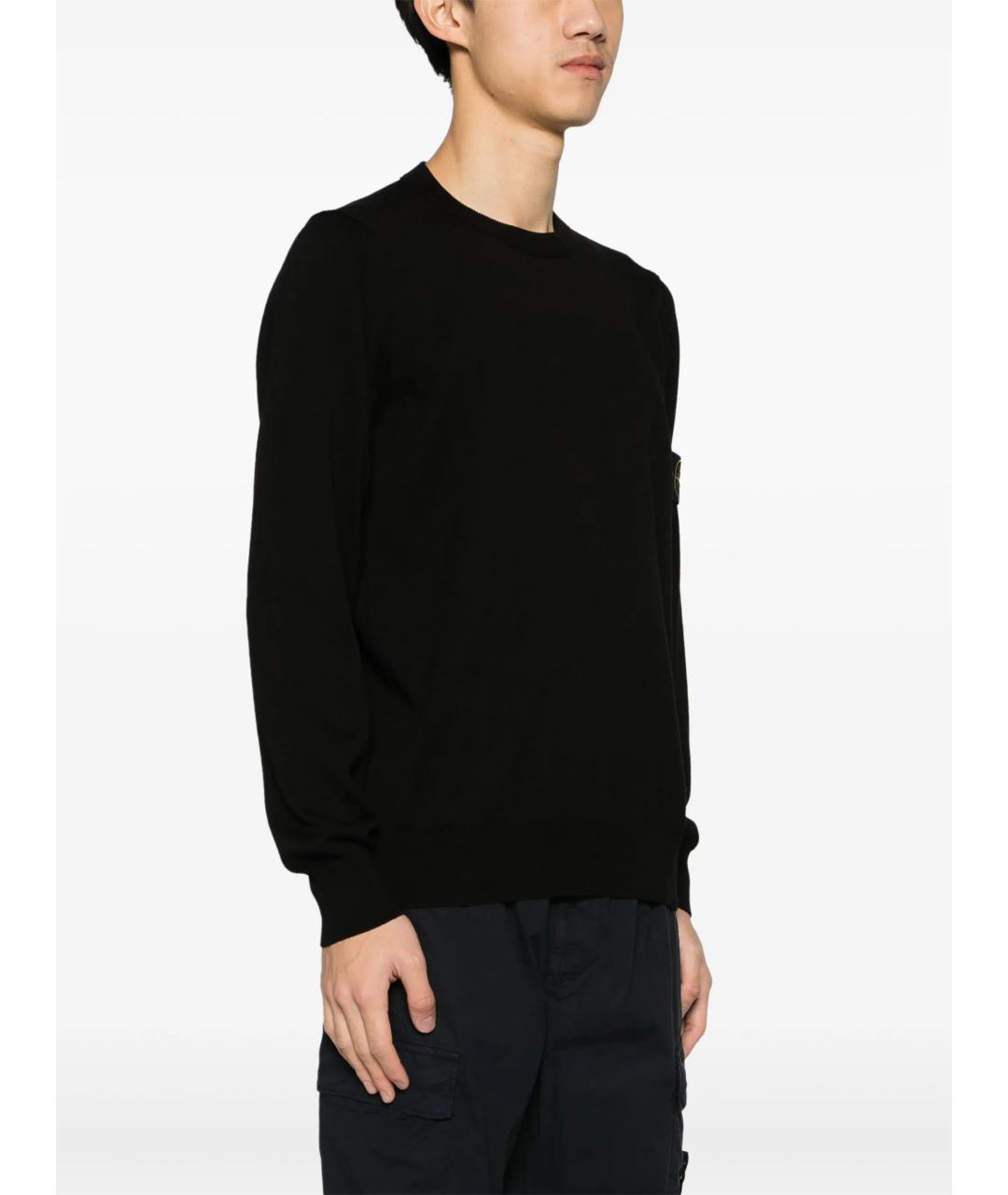 STONE ISLAND Черный хлопковый джемпер / свитер, фото 3