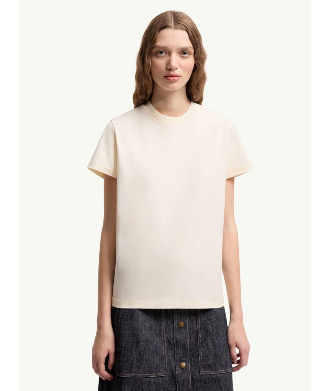 MONCLER Бежевая хлопковая футболка, фото 2