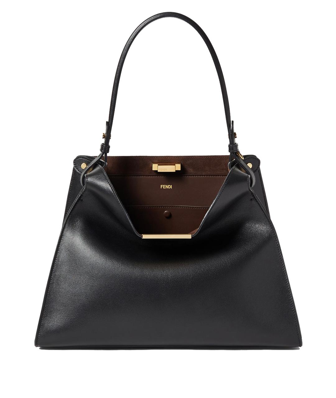 FENDI Черная кожаная сумка тоут, фото 1