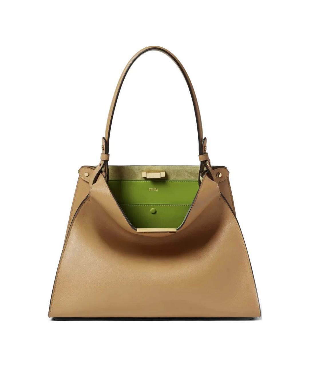 FENDI Бежевая кожаная сумка тоут, фото 1