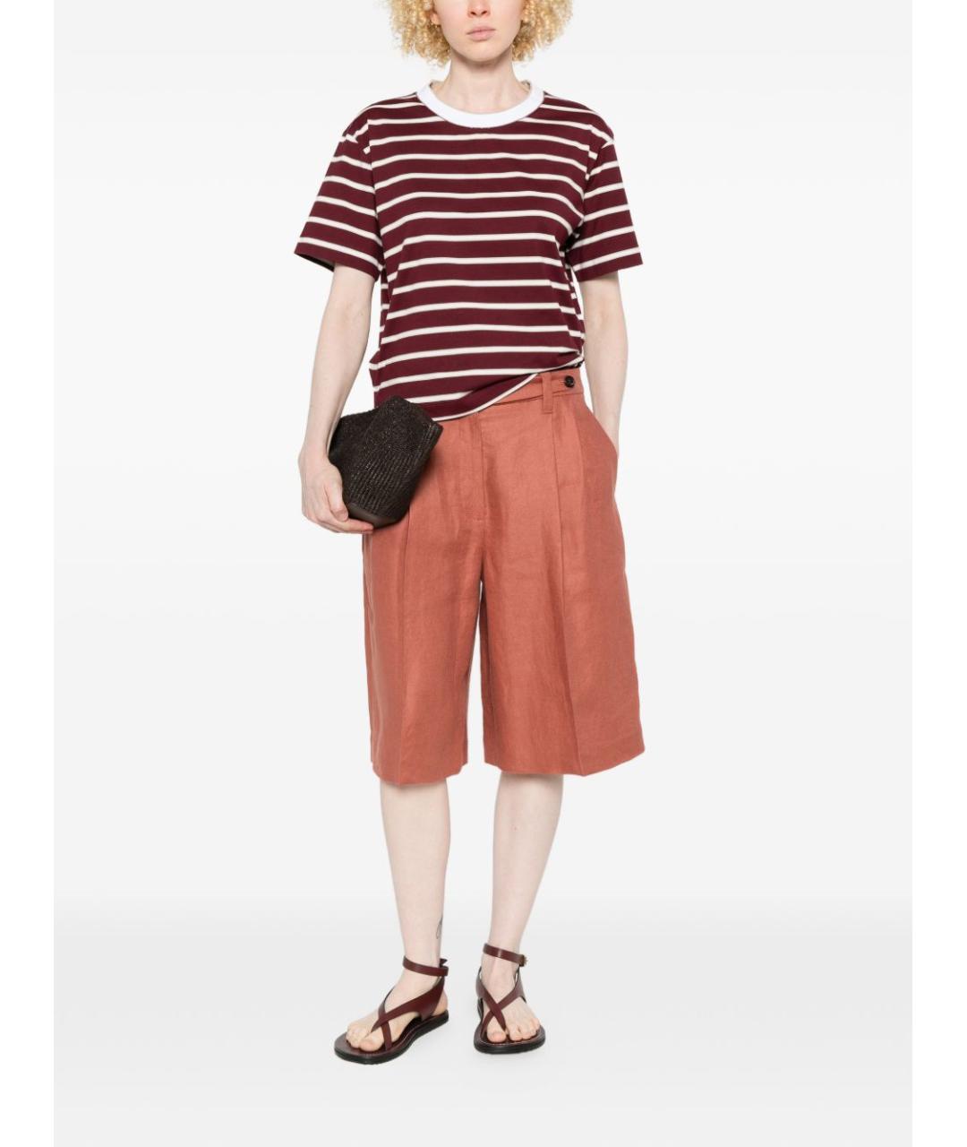 BRUNELLO CUCINELLI Оранжевое льняные шорты, фото 3