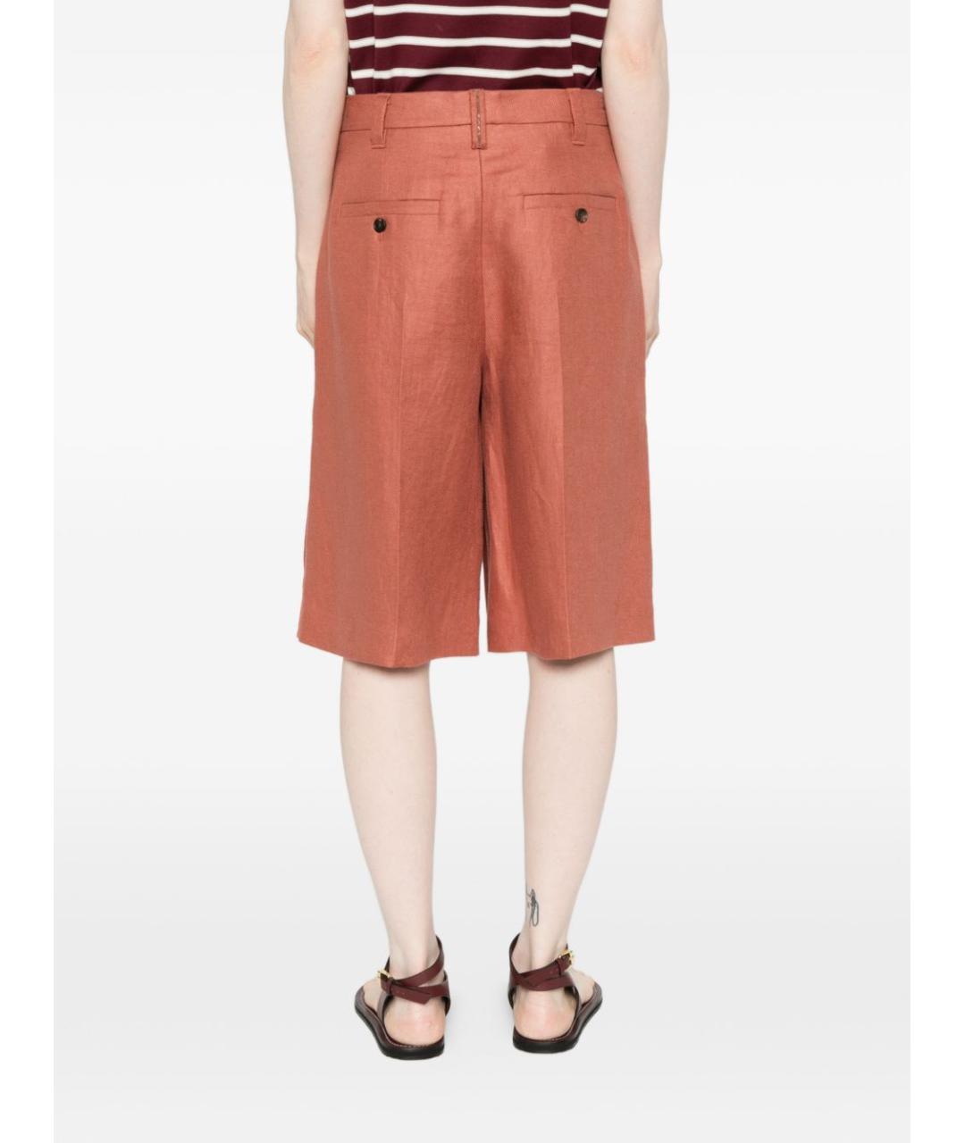 BRUNELLO CUCINELLI Оранжевое льняные шорты, фото 5