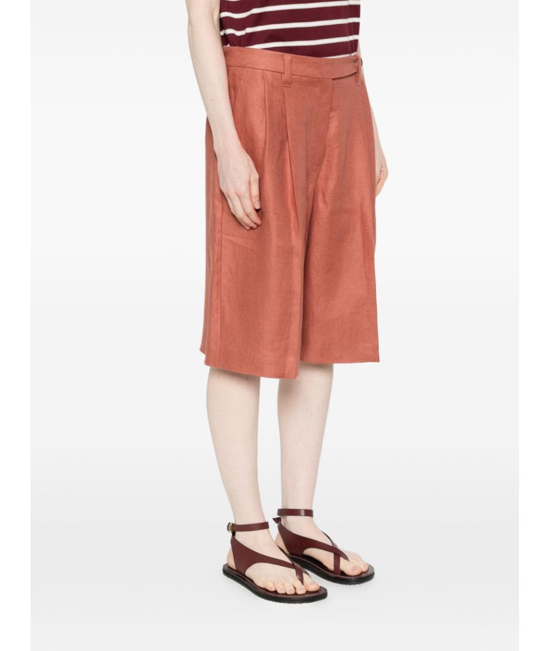 BRUNELLO CUCINELLI Оранжевое льняные шорты, фото 2