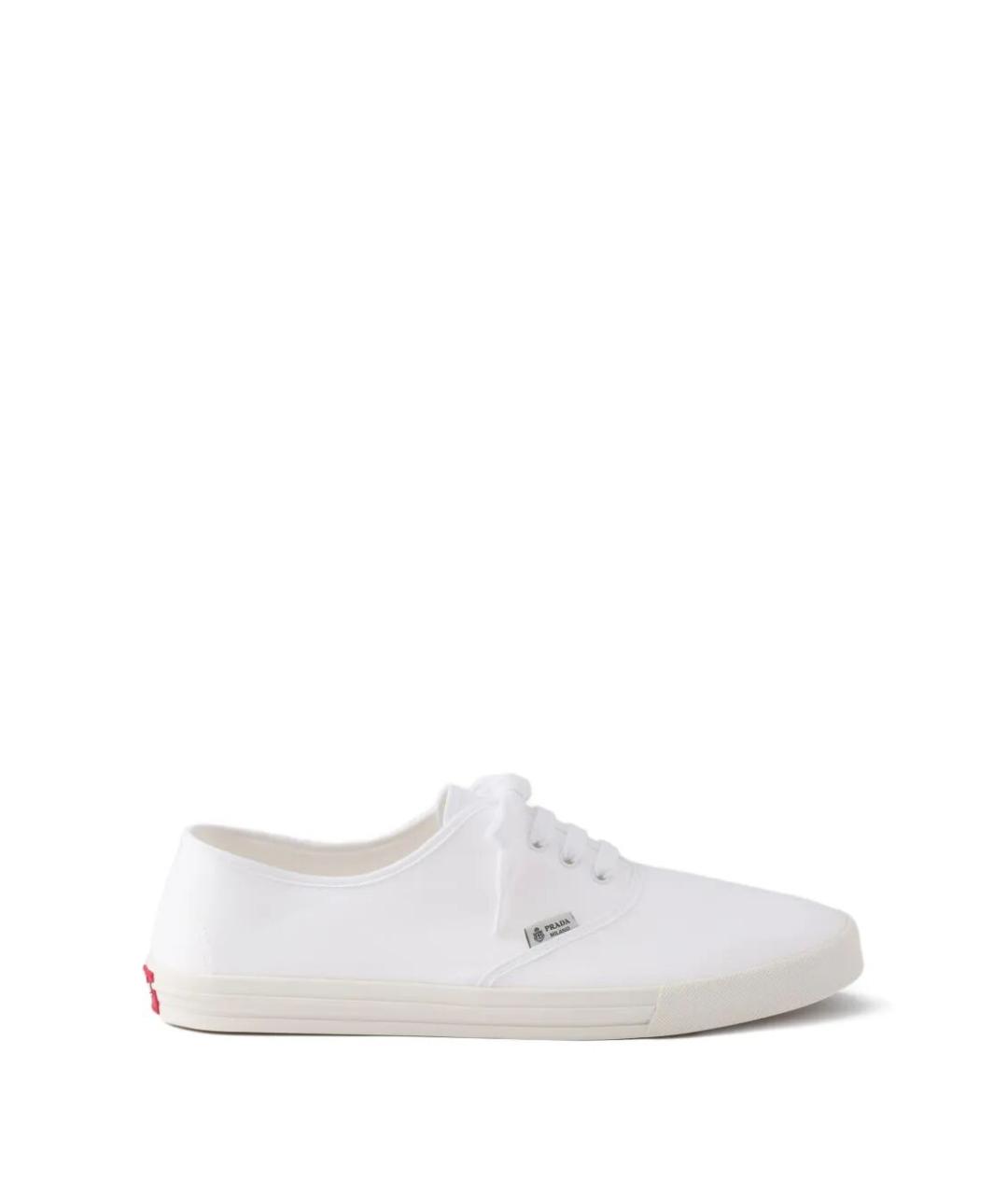 PRADA Белые текстильные низкие кроссовки / кеды, фото 1