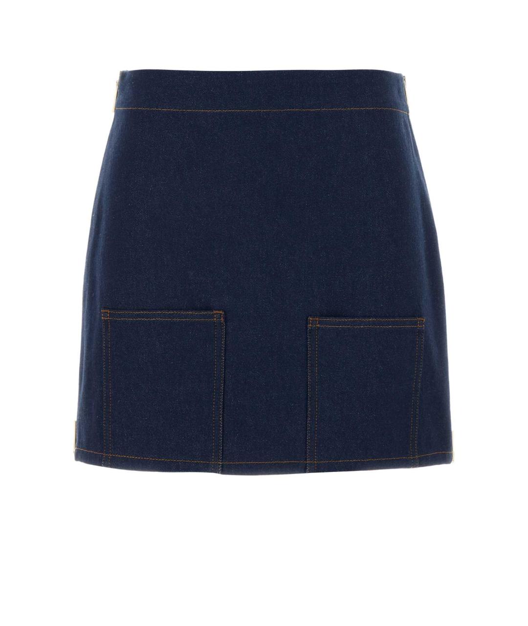 FENDI Синяя хлопковая юбка мини, фото 1