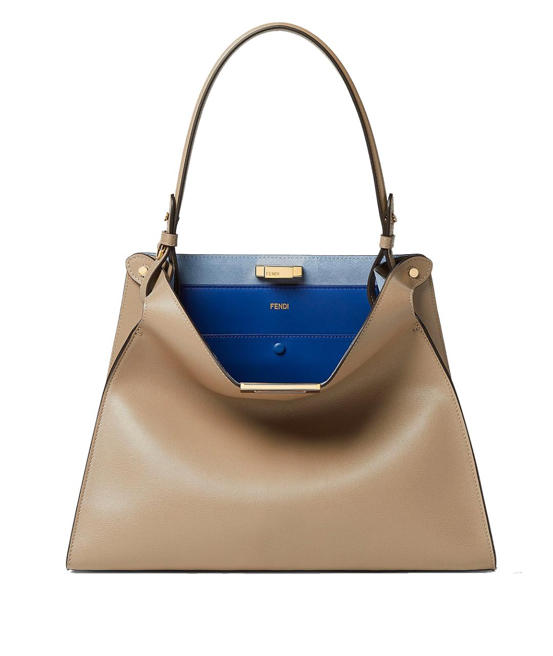 FENDI Бежевая кожаная сумка тоут, фото 1