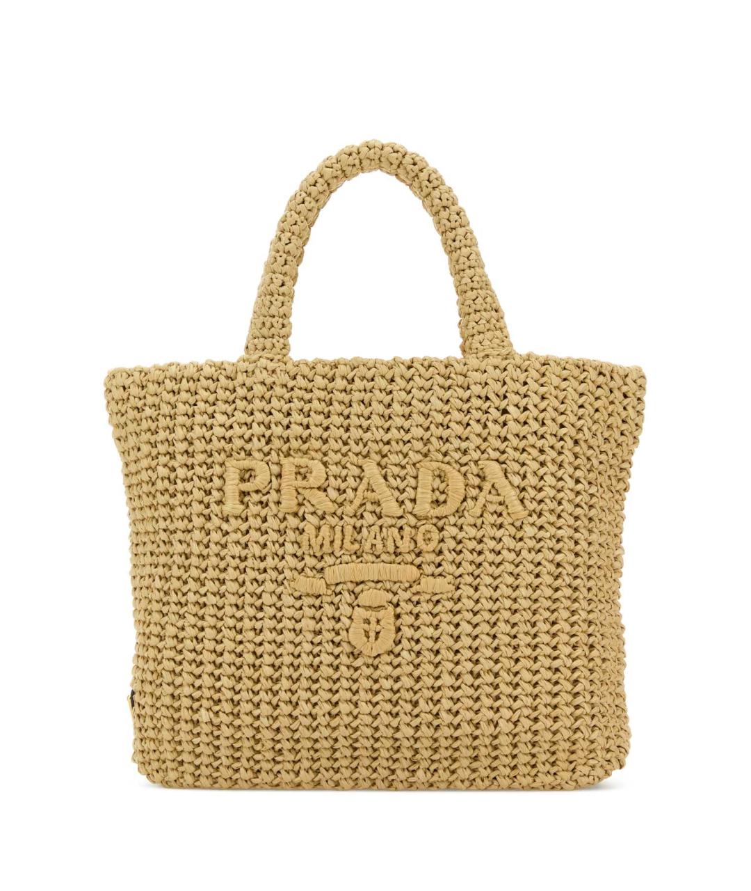 PRADA Бежевая пелетеная сумка тоут, фото 1