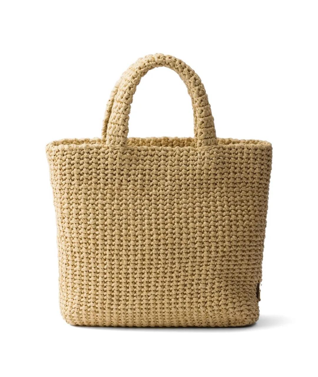 PRADA Бежевая пелетеная сумка тоут, фото 4