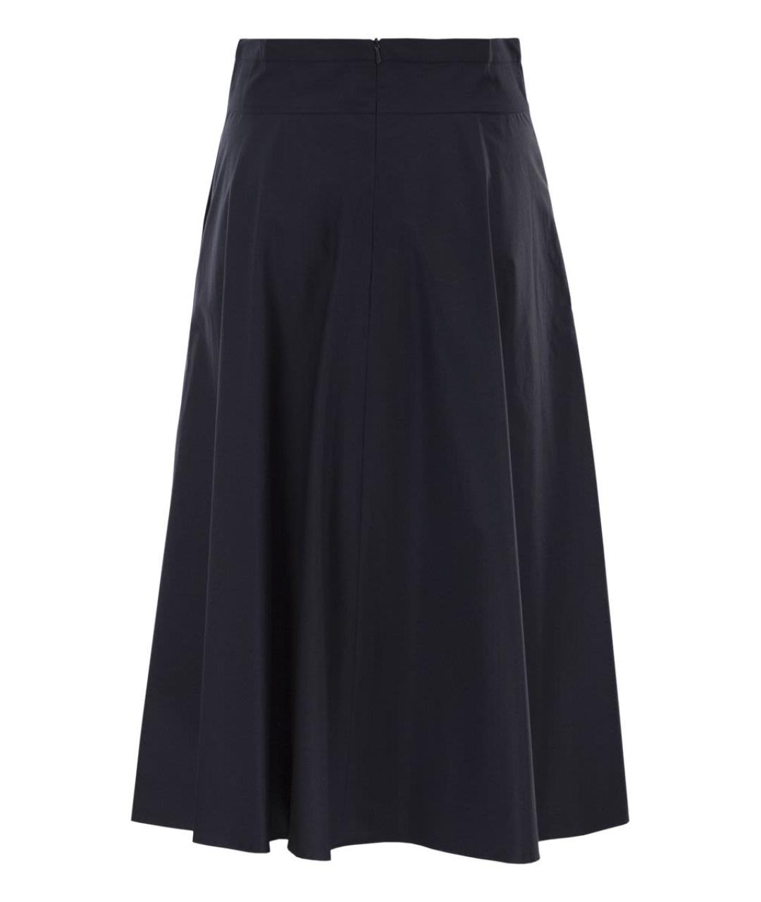 MAX MARA Синяя хлопковая юбка миди, фото 2