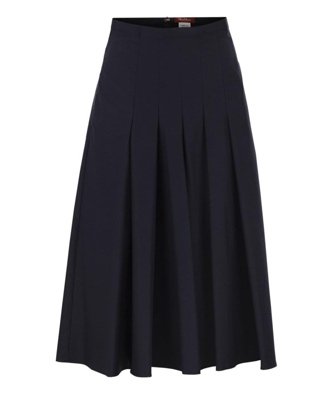 MAX MARA Синяя хлопковая юбка миди, фото 1