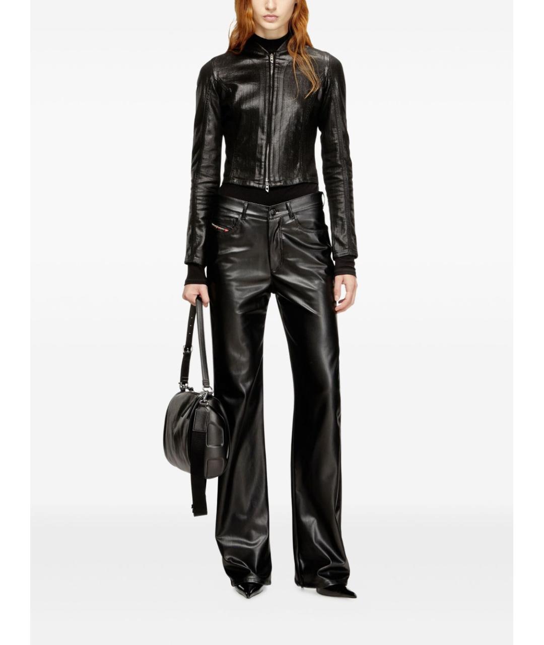 DIESEL Черные полиэстеровые прямые брюки, фото 5