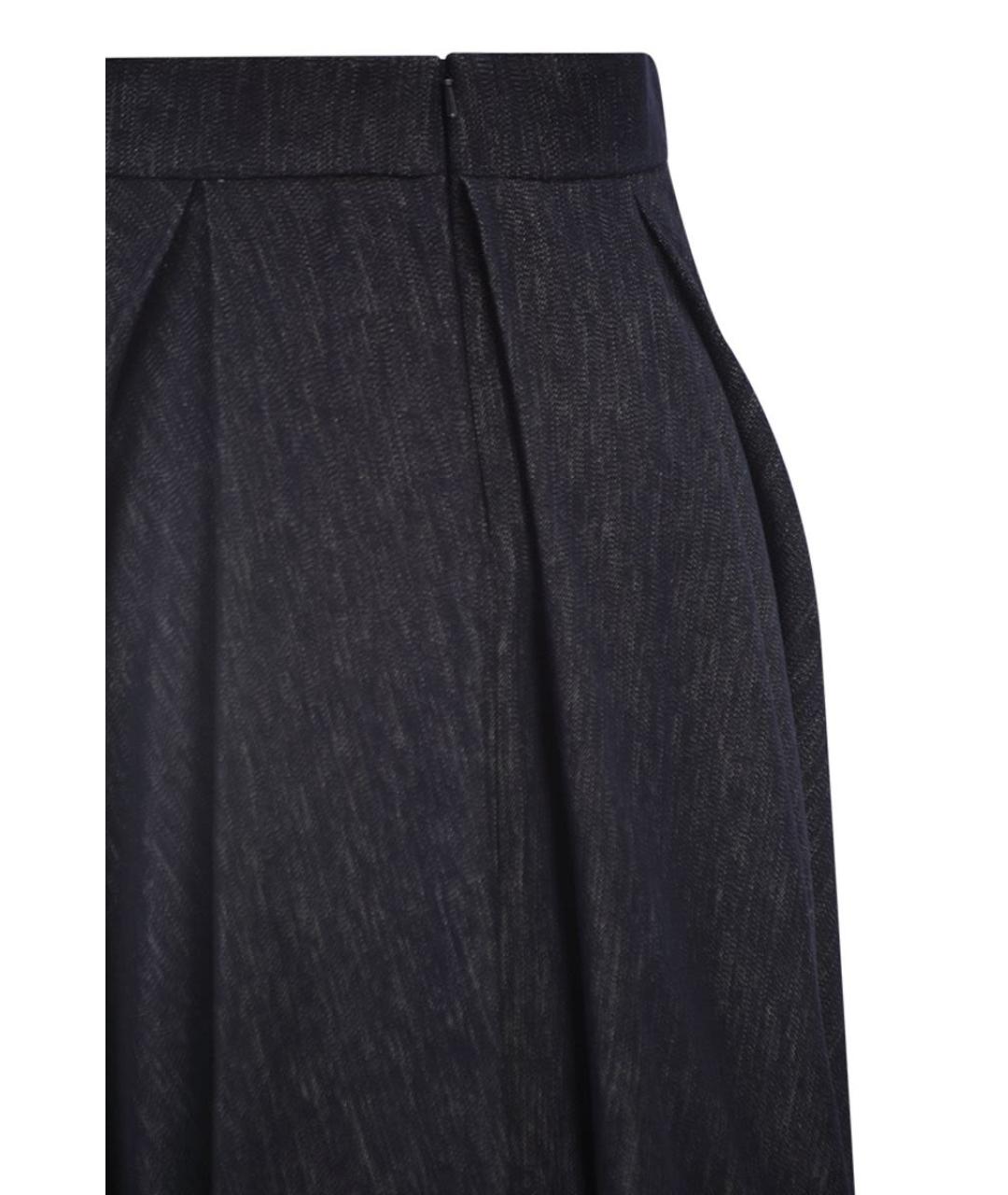 'S MAX MARA Темно-синяя хлопковая юбка миди, фото 4