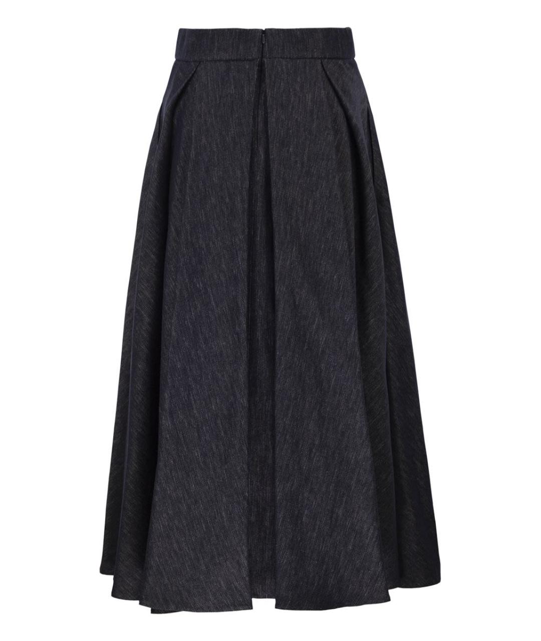 'S MAX MARA Темно-синяя хлопковая юбка миди, фото 2