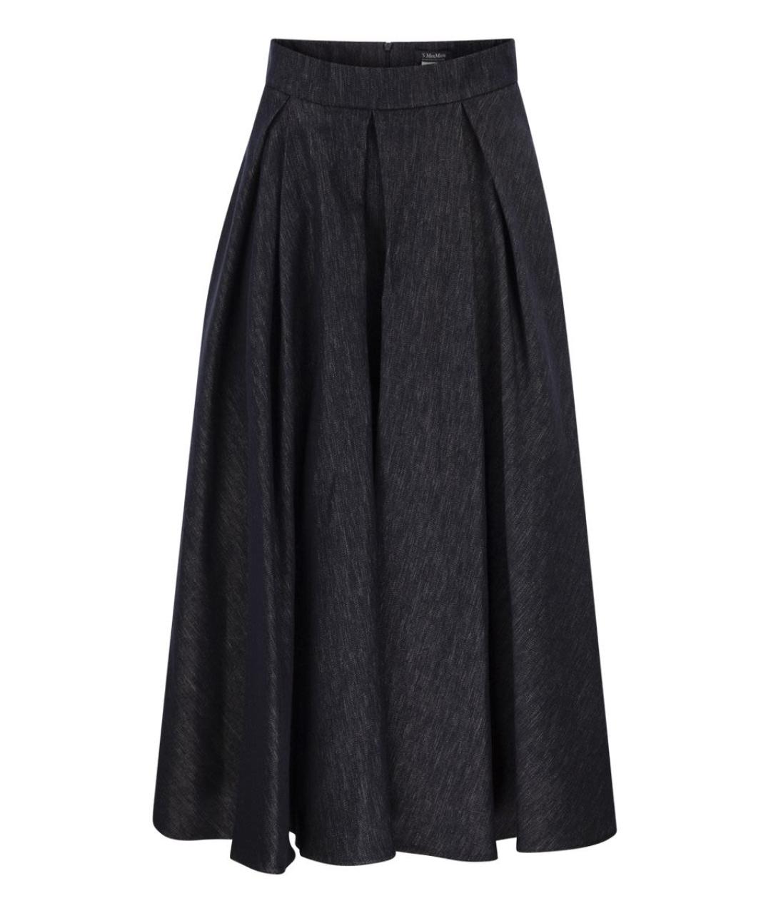 'S MAX MARA Темно-синяя хлопковая юбка миди, фото 1