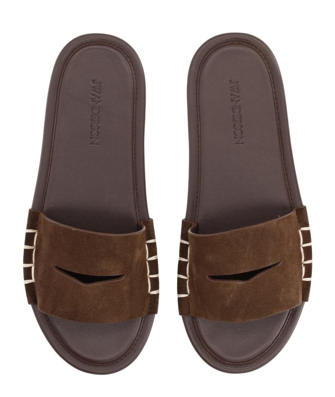 J.W.ANDERSON Коричневые кожаные шлепанцы, фото 5