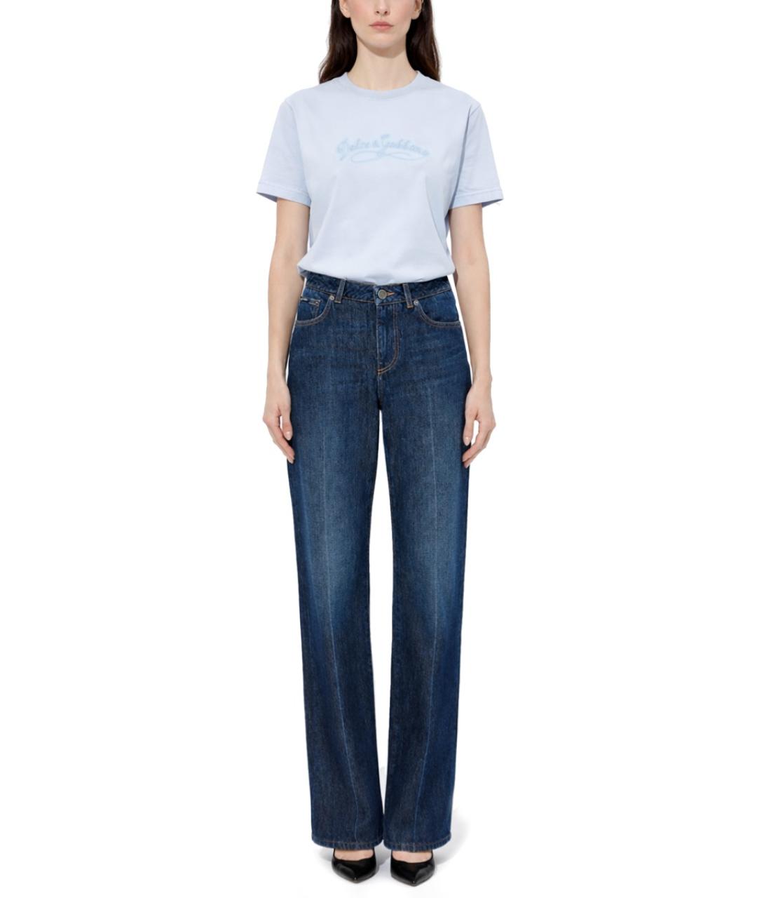 DOLCE&GABBANA Синие хлопковые прямые джинсы, фото 2