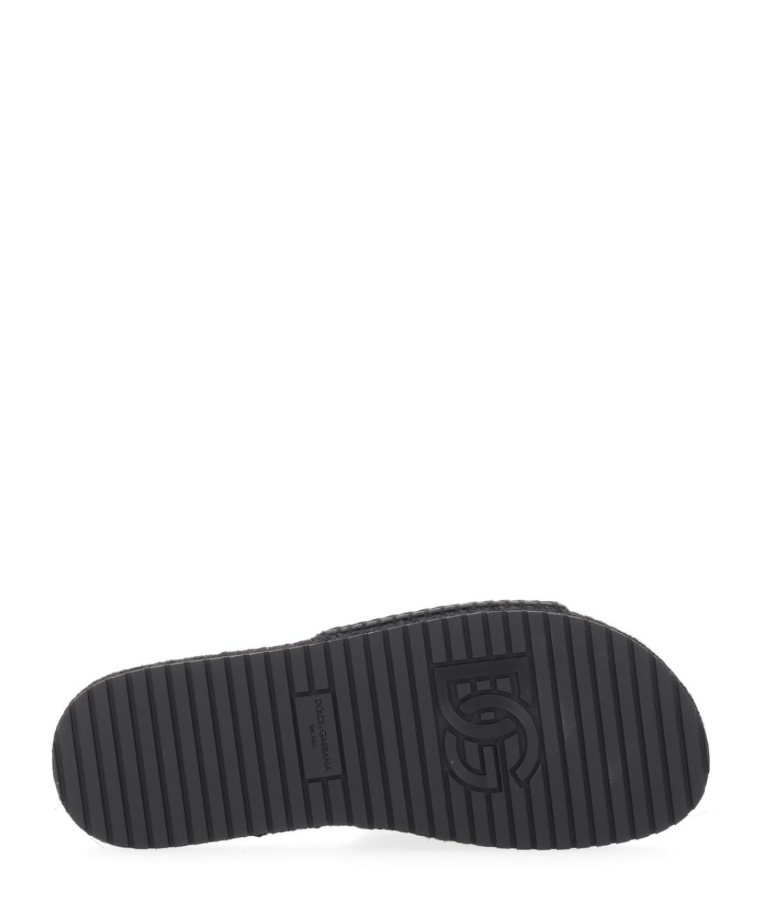 DOLCE&GABBANA Черные текстильные шлепанцы, фото 5