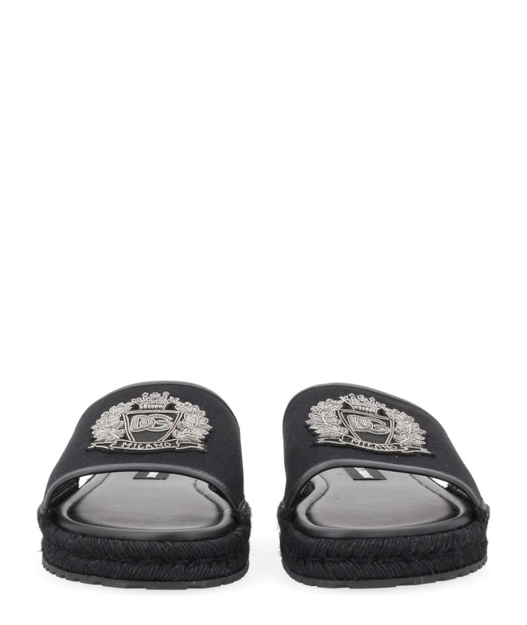 DOLCE&GABBANA Черные текстильные шлепанцы, фото 3