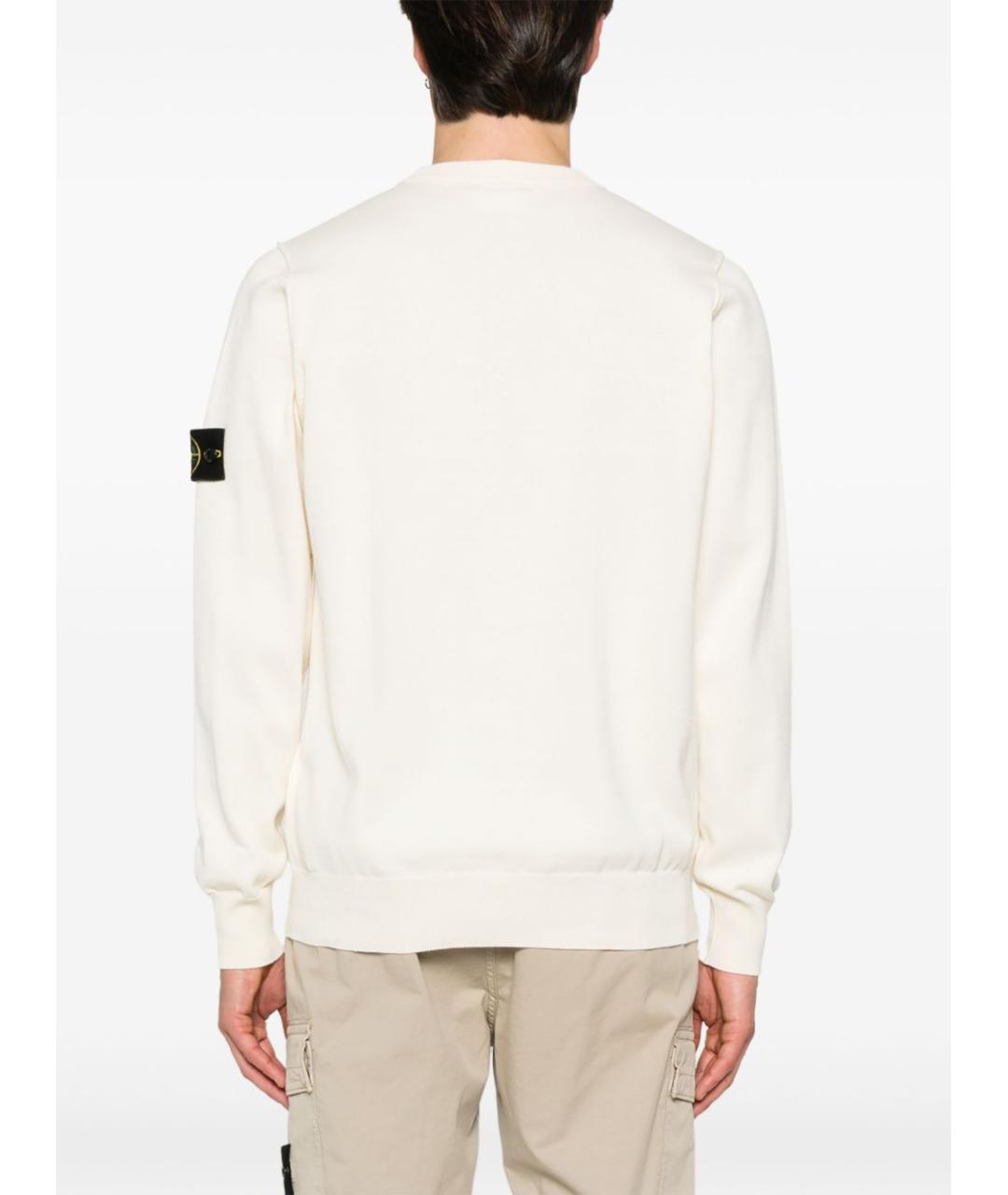 STONE ISLAND Белый хлопковый джемпер / свитер, фото 2