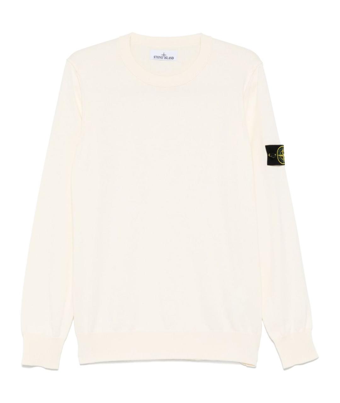 STONE ISLAND Белый хлопковый джемпер / свитер, фото 1