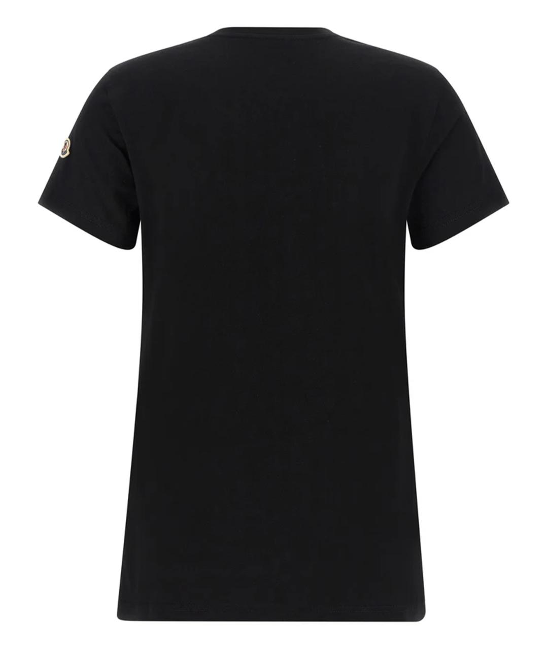 MONCLER Черная хлопковая футболка, фото 4